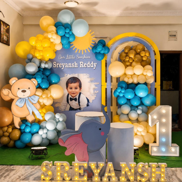 Cute baby boy birthday decor