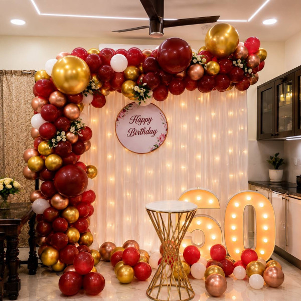 Red and beige theme decor
