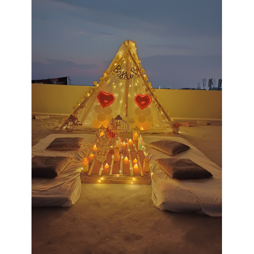 Teepee tent with sitting tables