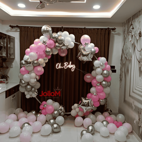 Baby pink theme welcome decoration