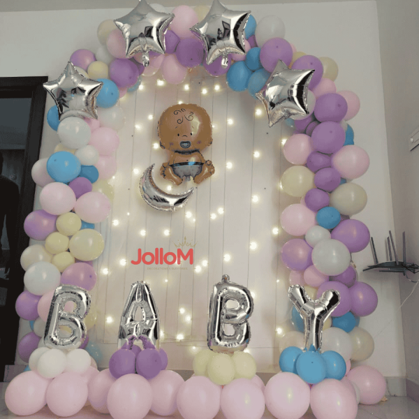 Pastel colors theme gender reveal decoration