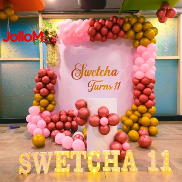 Baby pink theme birthday decoration