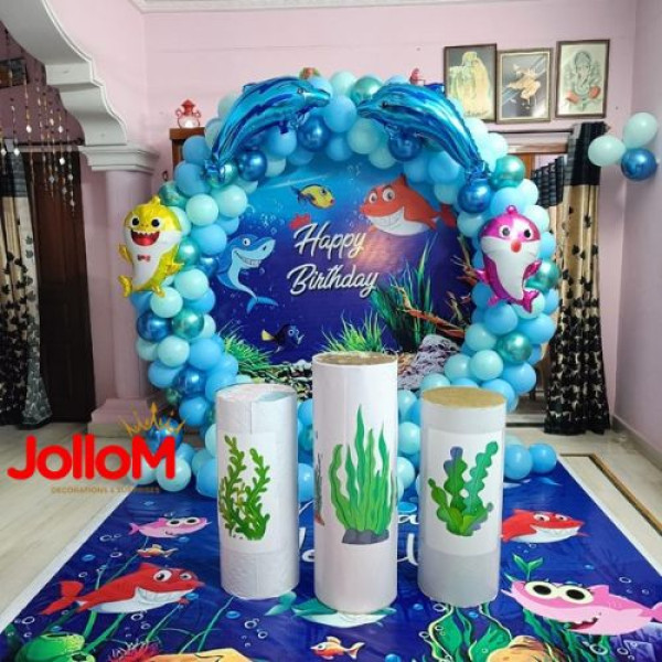 Baby shark themed birthday decoration