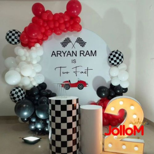 Super car racing theme birthday decoration