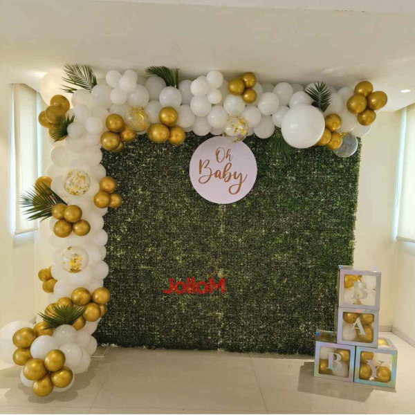 White theme baby shower decoration