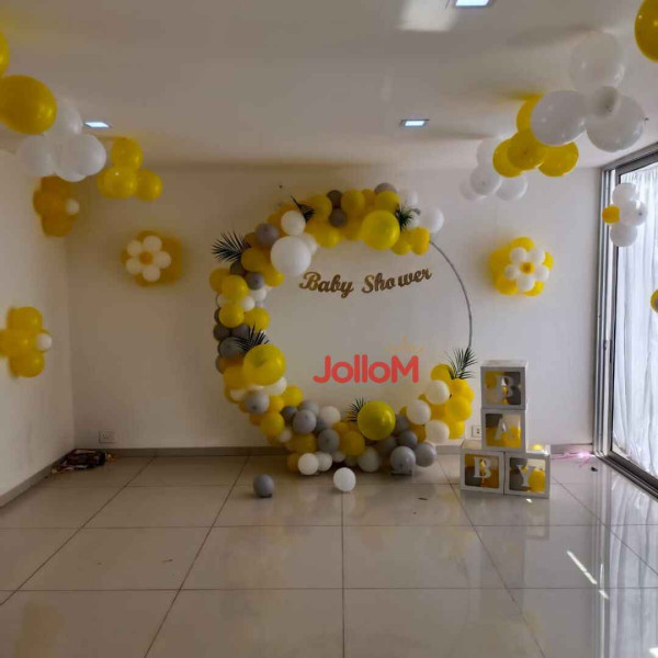 Yellow ring baby shower decoration
