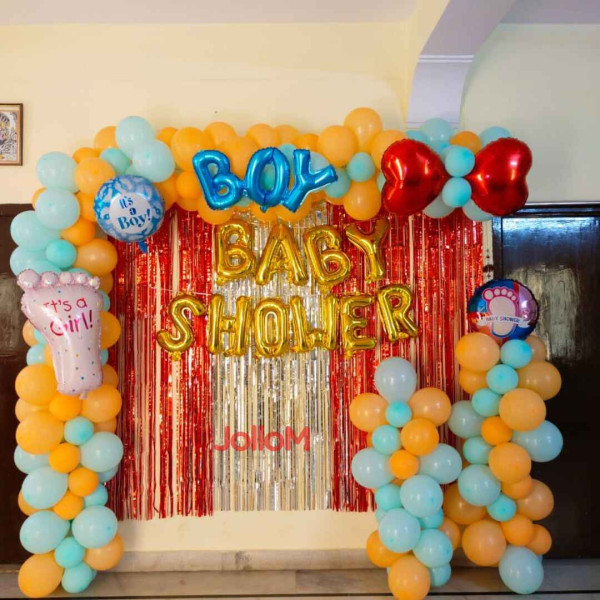 Curtain baby shower decoration