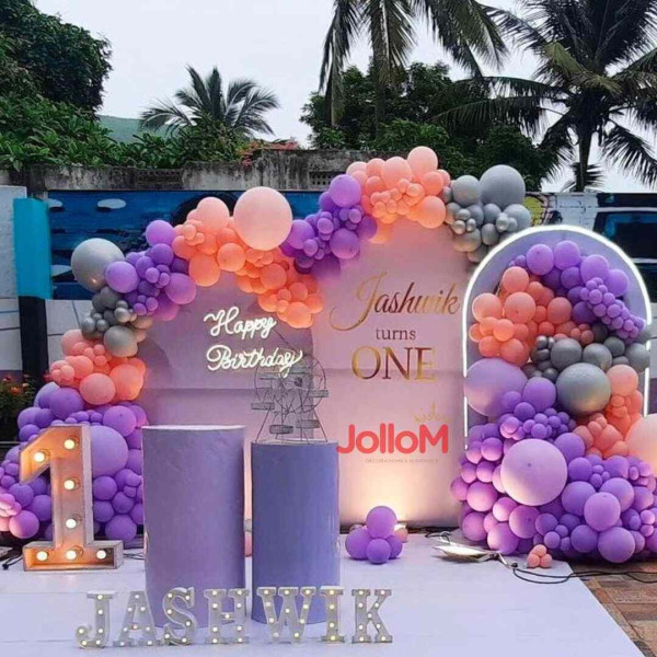 Purple theme stage decoration