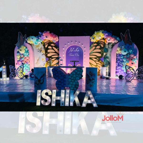 Bright girl birthday stage decoration