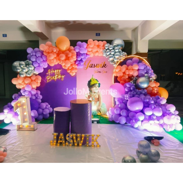 Purple theme stage decor 