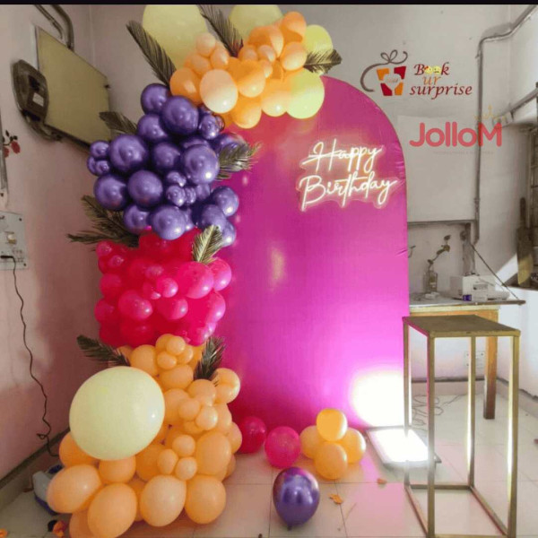 pink theme birthday decoration