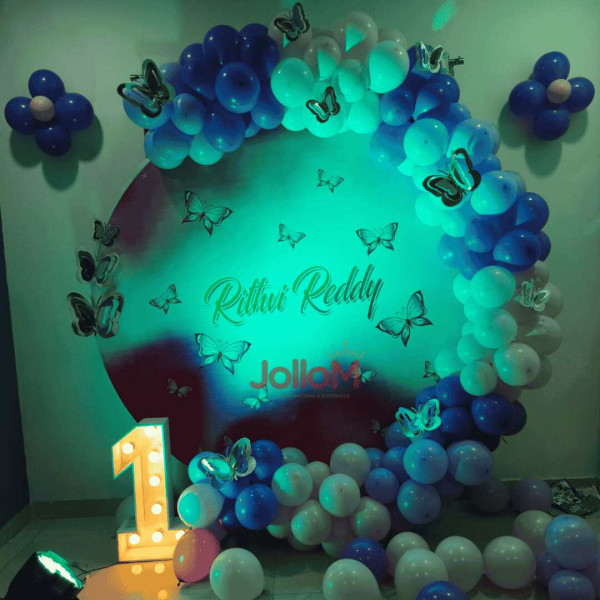 Blue & White Balloons birthday decoration