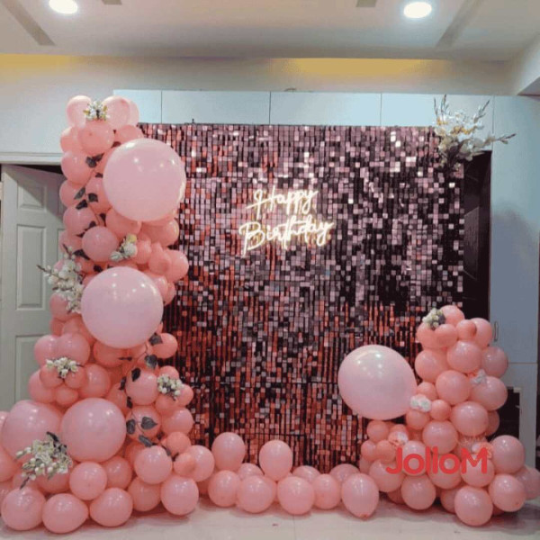 Pink sequin birthday decoration