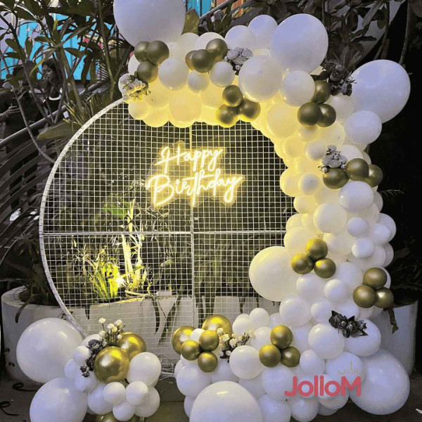 White mesh birthday decoration