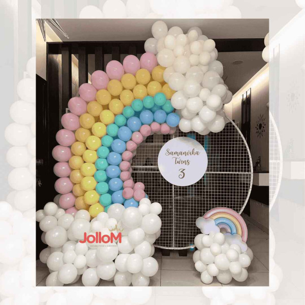 Pastel rainbow mesh ring decoration