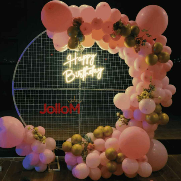 Mesh Pink birthday decoration