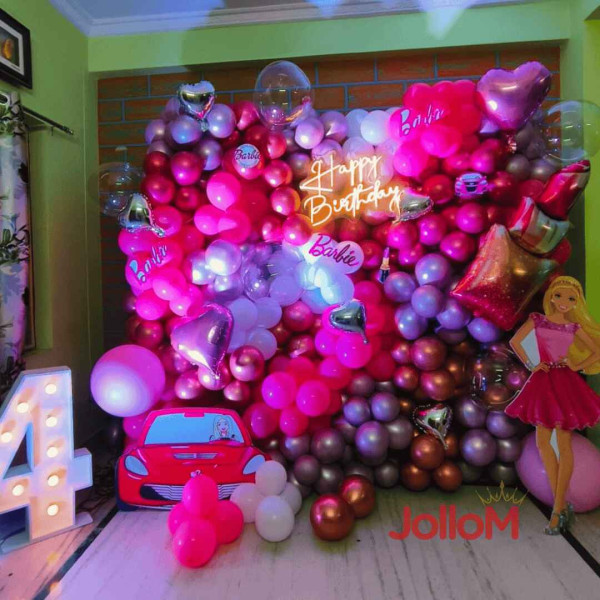  Bright barbie theme kid birthday decoration