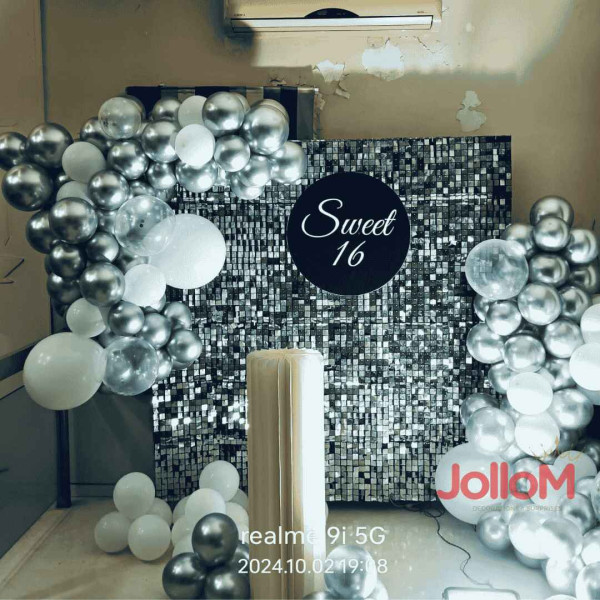 Silver theme birthday decoration