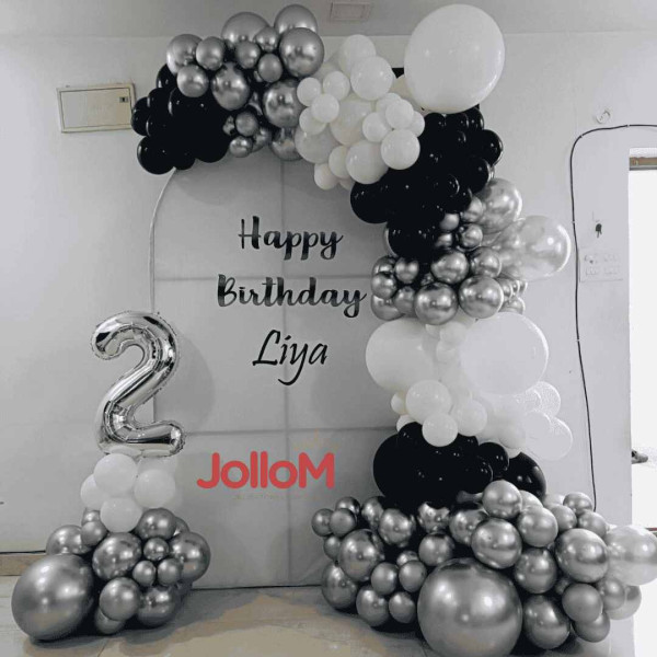 Black and silver birthday decoration