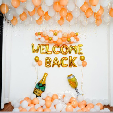 White and Peach Theme Welcome Back Decor