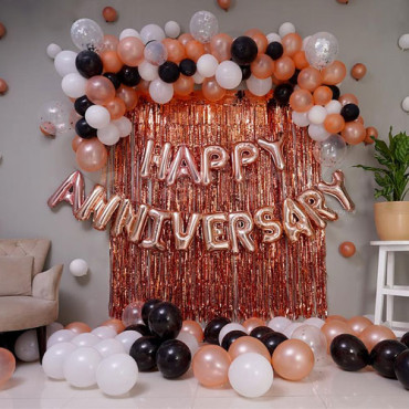 Happy Anniversary Rose Gold Surprise Decor