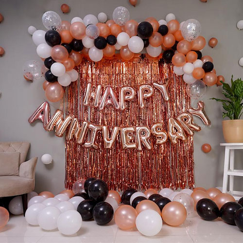Happy Anniversary Rose Gold Surprise Decor