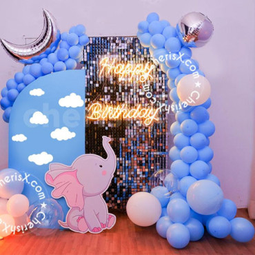 Blue Theme First Birthday Shimmer Decor