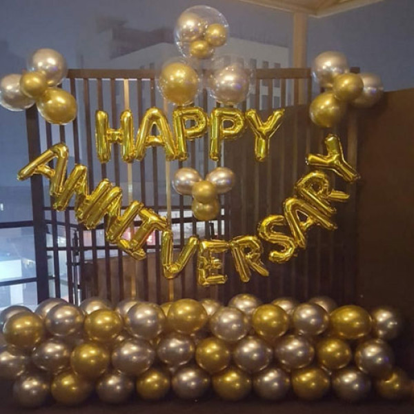 White Hexagon Anniversary Neon Backdrop